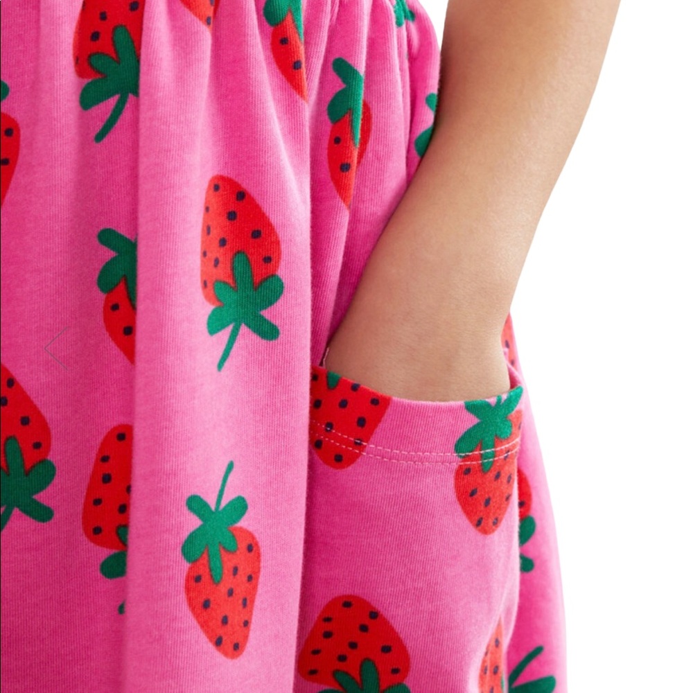Hanna Andersson Girls Striped Strawberry Mixie Dress 2T 85CM Pink Summer NEW - Picture 3 of 12